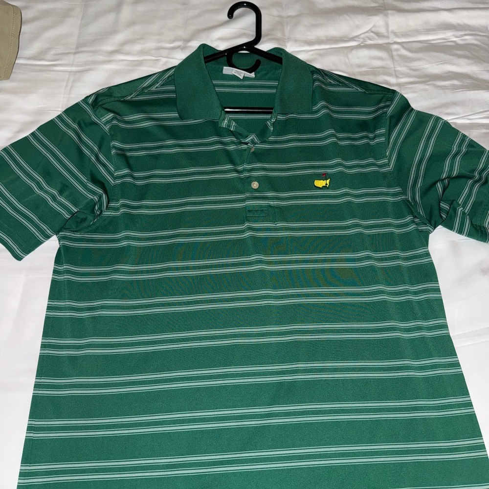 Masters Logo Green Striped Polo Shirt